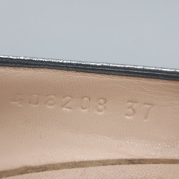 Gucci Marmont Silver Metallic GG Heel Loafer Pump - Picture 3 of 13
